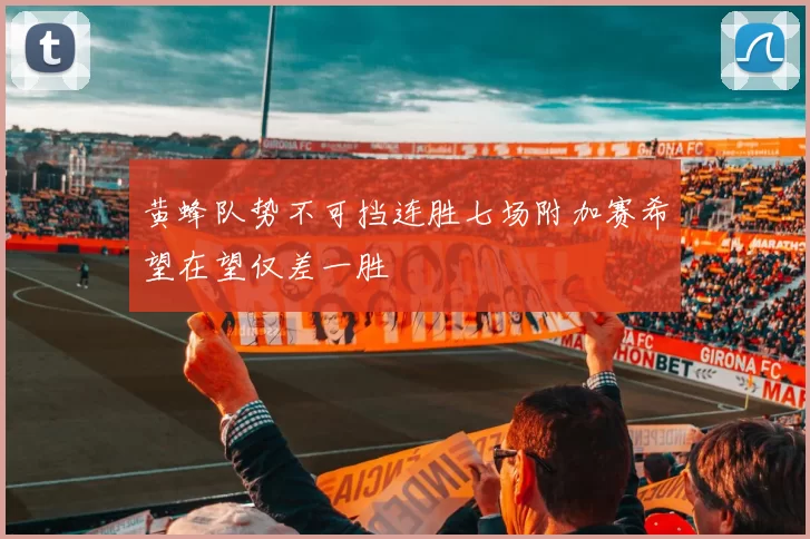 黄蜂队势不可挡连胜七场附加赛希望在望仅差一胜